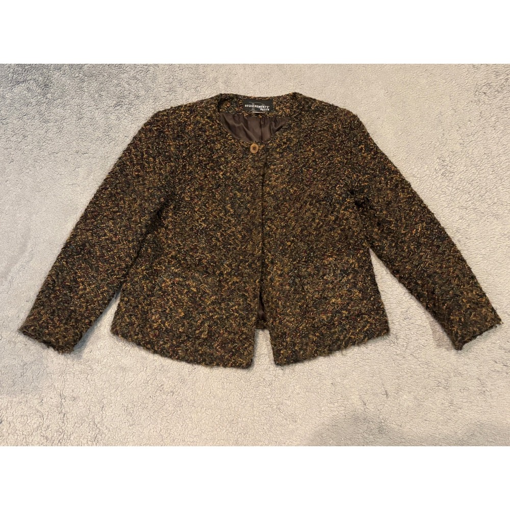 Requirements Petite Boucle Jacket Brown Gold Multicolor Blazer Size 4P B8240K